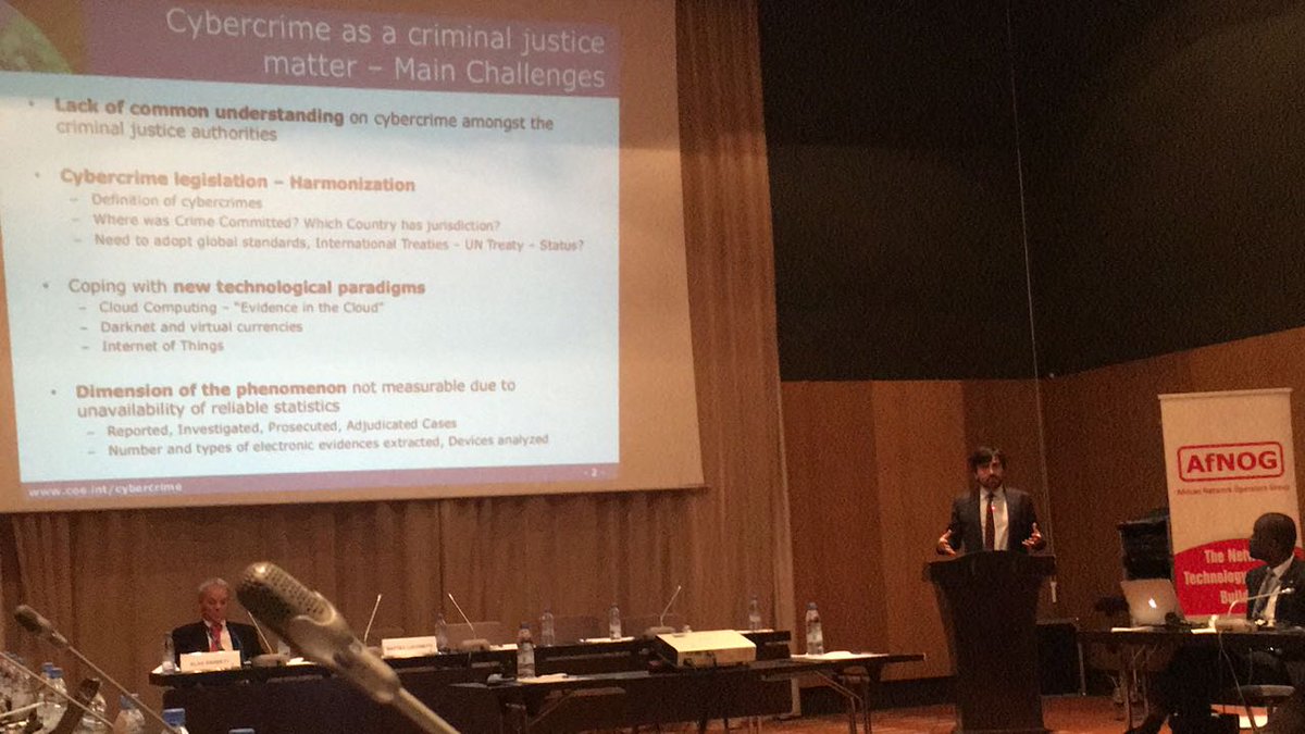 VerengaiMabika's tweet photo. Happening today @AIS_Africa in Dakar, the Council of Europe &amp; African Union Commission organising the first forum on Cybercrime in Africa to tackle the growing concern of Cybercriminality. These forums will take place annually in the coming years @ISOC_Africa #ShapeTomorrow https://t.co/HQzEovTDh5