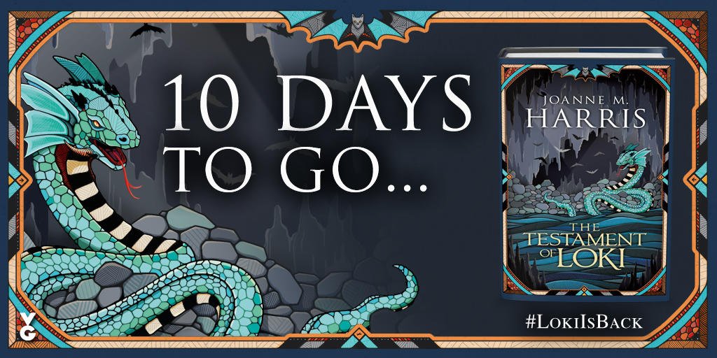 gollancz's tweet photo. #LOKIISBACK in 10 days! Make sure you are prepared. Pre-order your copy of @Joannechocolat's #TestamentOfLoki here: https://t.co/O3dsCk3TSL 🐍📚 https://t.co/YE0r7NgG66