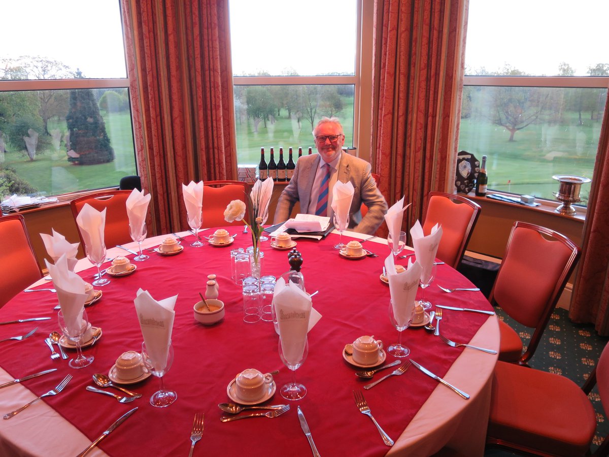 cbgs16's tweet photo. The Captain, Gary Miller, gets ready for his big moment in the @JohnOGauntGolf dining room before everyone tucks into their carvery! #food #golf https://t.co/9eI8a2bK7P