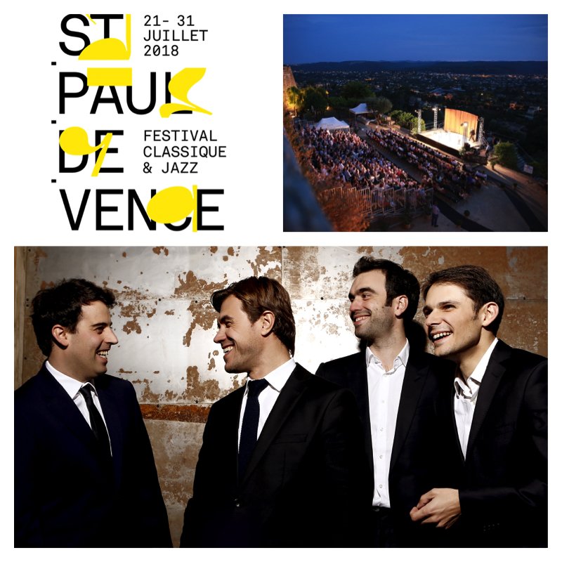 FestivalStPaul's tweet photo. #Programmation #Concert2.Le 22 Juillet 2018 retrouvez le Quatuor Modigliani, l'âme du Festival de Musique de Saint-Paul de Vence. Ils seront sur scène sur la magnifique Place de la Courtine avec au programme le Quatuor Les Dissonances de Mozart, et le 3ème Quatuor de Tchaikovsky https://t.co/vkV2P1PEYc