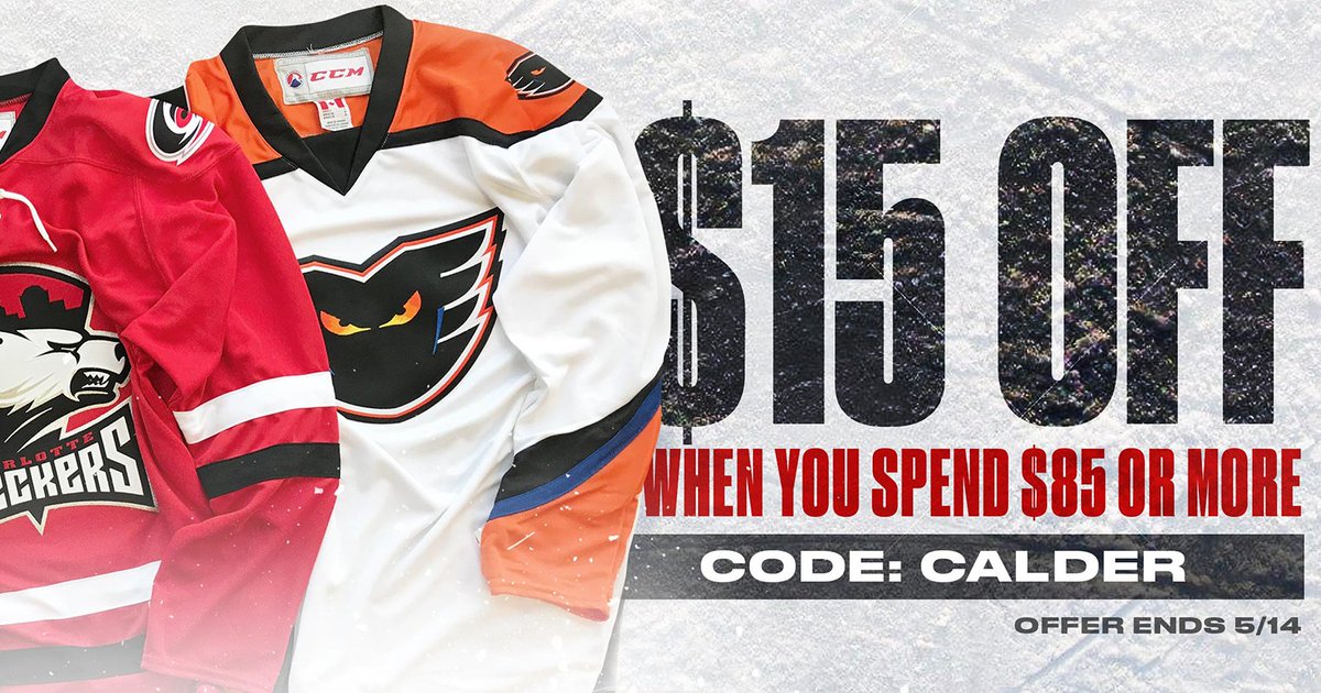 TheAHL's tweet photo. 🚨 Playoff Sale Alert🚨
Rep your favorite team in the #CalderCup playoffs and save money while doing it. Use promo code CALDER to save 15 dollars on a purchase of 85 dollars or more. 

→ https://t.co/fspX6AYANx https://t.co/WBISGtc44t