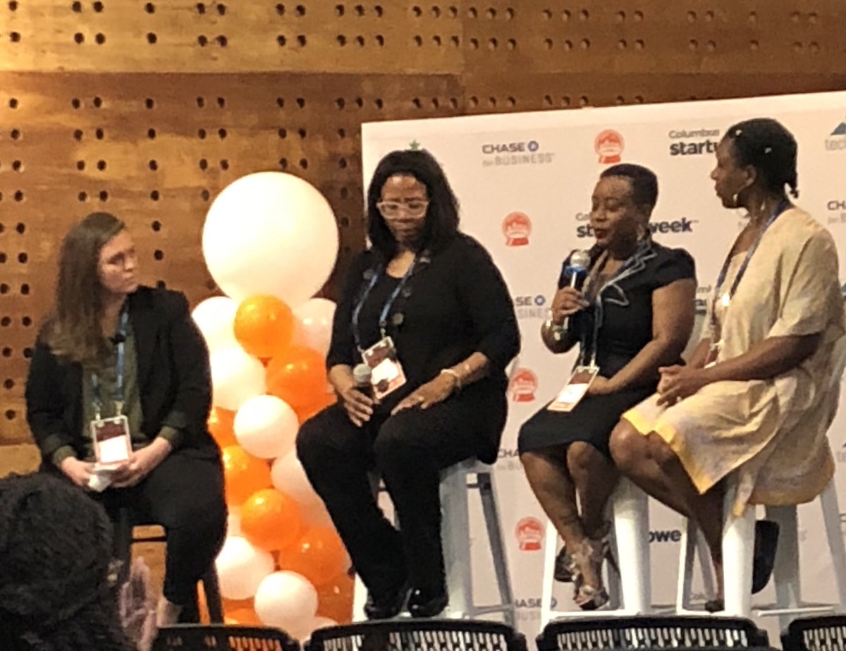 JoshBorean's tweet photo. amazing panel of female entrepreneurs that have raised money on the  @kiva_us platform. #Collaborateandelevate18 #cmhstartupweek18 https://t.co/NOzCAdvjZs