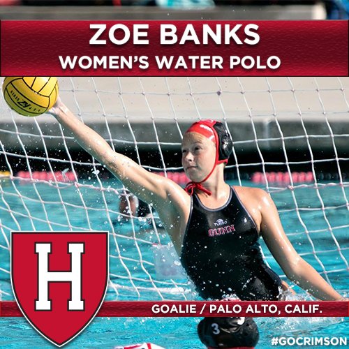 We're welcoming our women's class of 2022 this morning! First up, goalie Zoe Banks! #GoCrimson 
 gocrimson.com/sports/wwaterp…