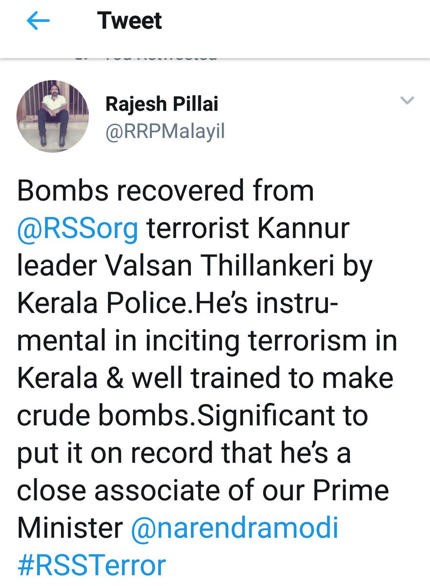 Subytweets's tweet photo. The person standing with @narendramodi has been caught with Crude bombs &amp; is a known RSS Terrorist. Does @AmitShah find any Pakistan connection here? Why is the @PMOIndia hobnobing with such known criminals/terrorists? RSS=Terror=BJP #ModiTalksNoCanDo https://t.co/1UHuplj5jr