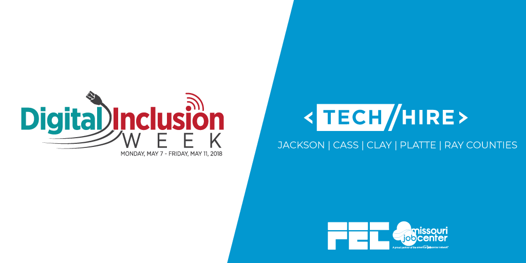 FEC_KC's tweet photo. FEC is working to address digital inequities by providing information technology training opportunities to under-represented populations through workforce development initiatives like TechHire and America's Promise. #Digitalinclusion #DIW2018 #FEC4KC #Include_KC https://t.co/jvDhYYcwUQ