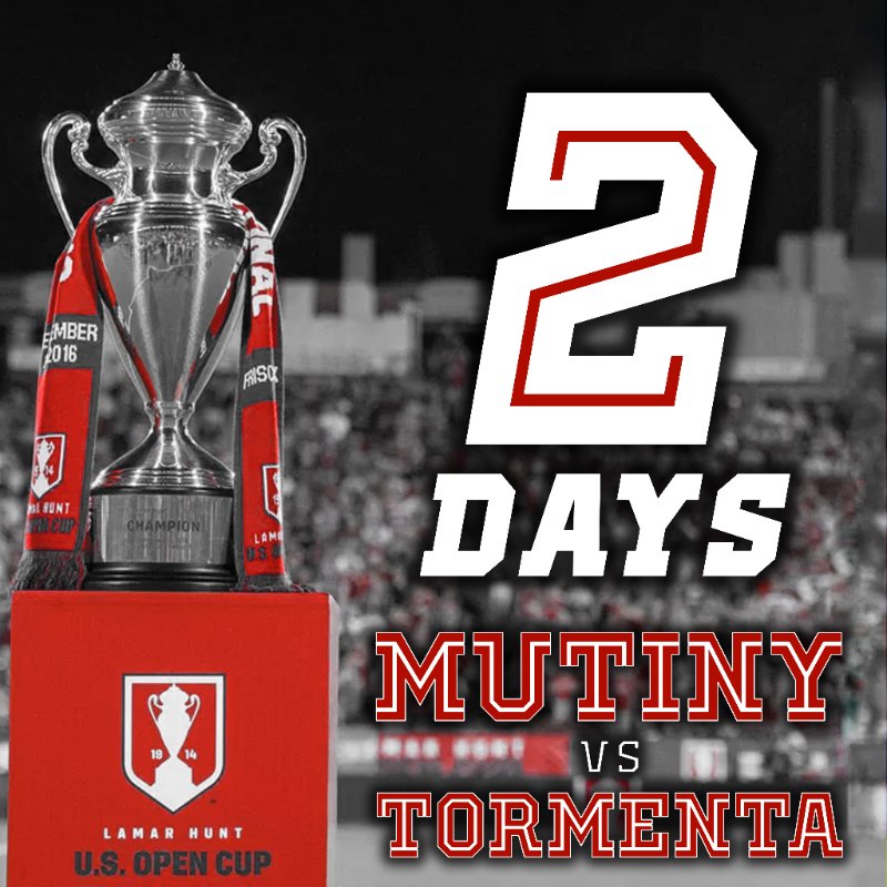 MBMutiny's tweet photo. COUNTDOWN TO THE CUP!
The Mutiny face @Tormenta_FC in the #USOC2018
Get your tickets TODAY!
Adults: https://t.co/hjSsdVuwAP
Children: https://t.co/ki3X1porQ1
#MBMutiny #MutinyRising #Path2Pro https://t.co/Fwj9e4RYj3