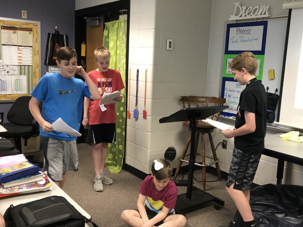 genafrench14's tweet photo. Students had fun presenting their Tuck Everlasting projects today! We have some future actors/actresses, singers, song writers, writers, lawyers, and animation makers in our building. #pcms https://t.co/kahpsW0BLG