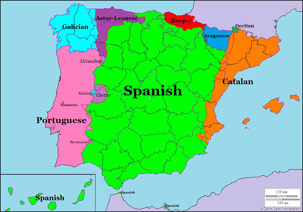 How Do You Say Map In Spanish Paul B/ Barbs Ar Twitter: "Cool Map I Found Of The Languages/ Dialects Spoken Throughout The Iberian Peninsula. Notice The Spanish Exclaves In #Africa Ceuta And Melilla, And The Other Atlantic Overseas