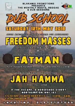 DubListings's tweet photo. NEXT SATURDAY in #Northampton - DUB SCHOOL - The Monthly, #RootsReggae &amp; #Dub Arena featuring the best #SoundSystems in the world on rotation... 

This month: @JahHammaSound, @FatmanSound, #FreedomMasses 
 
Tickets > https://t.co/xD8VSF39jz https://t.co/3QUN6uJq3j