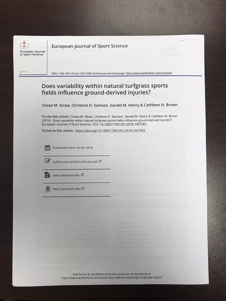 Very proud of the work put in by my group on this publication. First time field performance and player injuries were simultaneously evaluated in a research project.