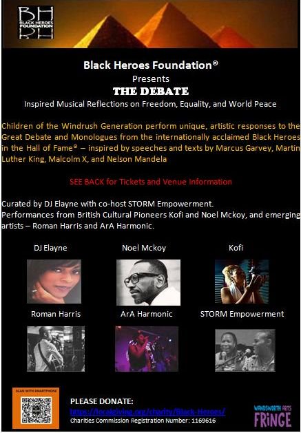 YvonneStennett's tweet photo. #BankHolidayMonday #MondayMotivation Please RT &amp; Support
#BlackHeroesFoundation - "The Debate" - part of the #WandsworthFringeFestival - Get your tickets (£6) https://t.co/ZjHDaWMtoz…/presenting-heroes-debate … https://t.co/9wuHtO9Hrj