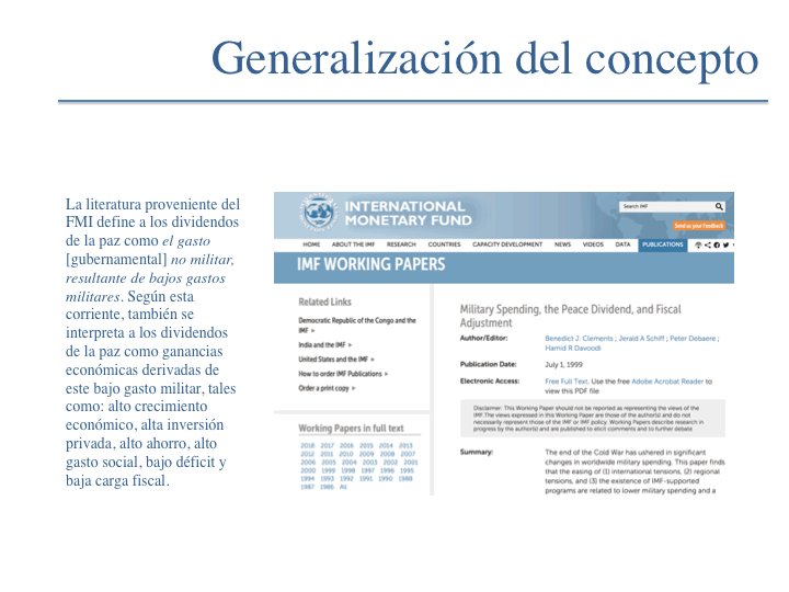 xavier_sanchez_'s tweet photo. La categoría "dividendos de la paz" se hizo popular en la literatura del desarrollo y de la defensa nacional, generalizándose como la reordenación de los gastos fiscales hacia al desarrollo en lugar de armas, cuando un conflicto armado había sido superado. https://t.co/1o8btSURNi