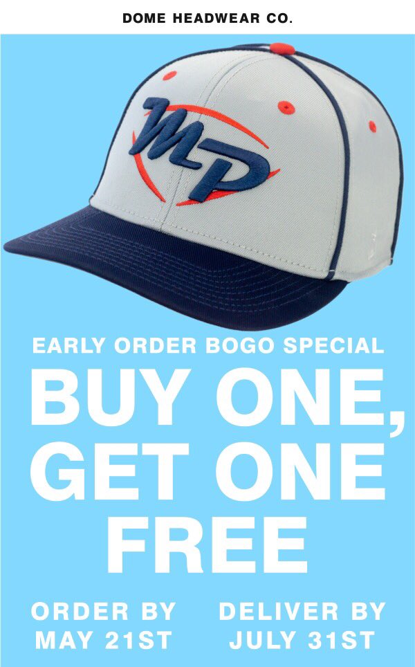 domehats's tweet photo. BUY ONE HAT...
GET ONE FREE!
•
Annual Fall Early Order BOGO Special ends May 21st!  Orders will deliver by July 31st.
•
Reach out today to take advantage of the Best Deal we offer each year!  
•
Team@DOMEhats.com https://t.co/6ITjdfRcYL