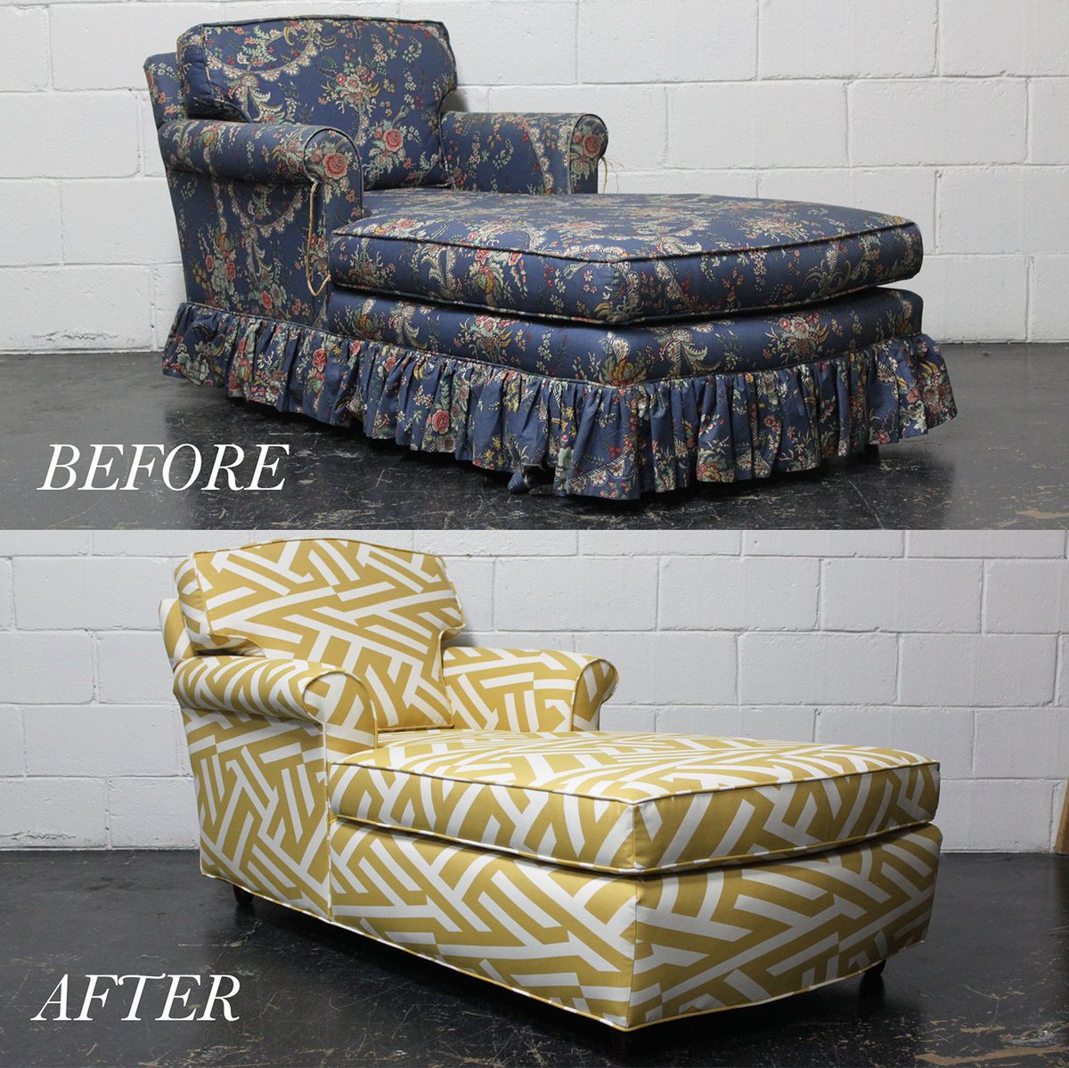 SpruceAtHome's tweet photo. Not your grandma's chaise anymore! Buh-bye, dated florals!
.
.
.
#makeovermonday #spruceupholstery #spruceaustin #spruceathome #austinupholstery #austininteriordesign #spruceitup https://t.co/tzpLesAx9u
