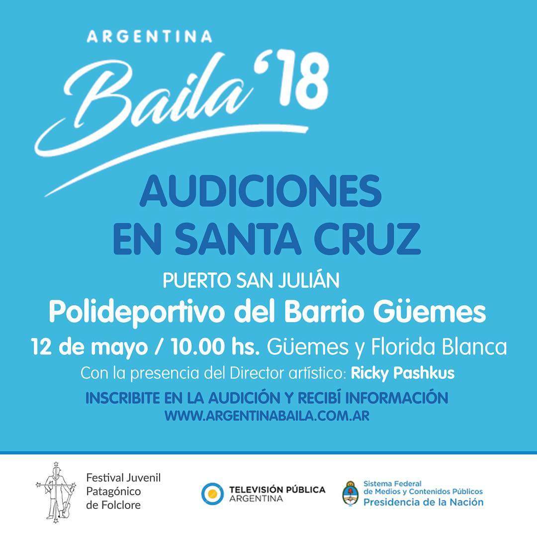 Audiciones este sábado en #SantaCruz !! Todos los bailarines folkloricos sureños #ABailar!