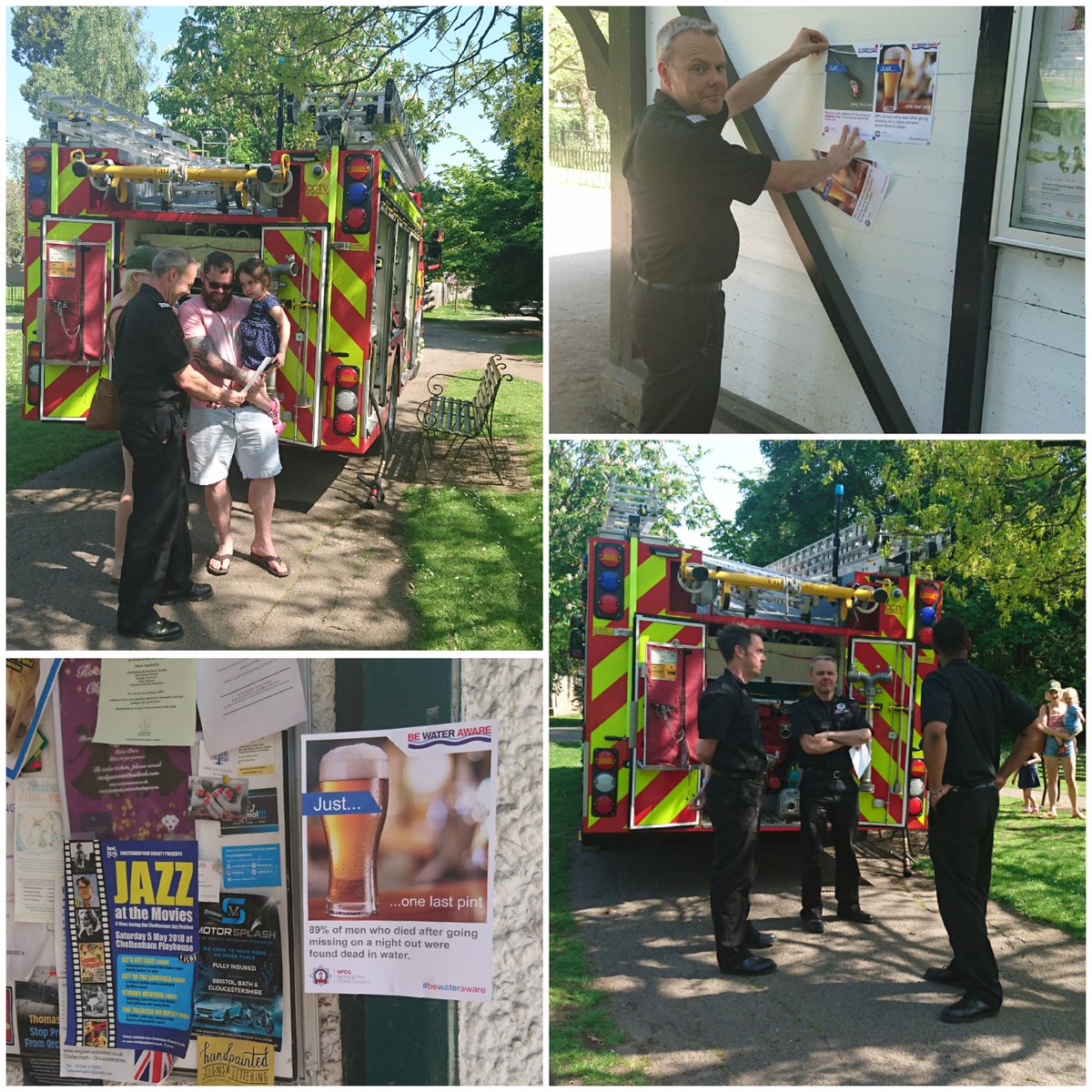 Was good to be out in Pitville Park this afternoon with the team giving fire and water safety advice whilst the community enjoyed the  #bankholidaysunshine #Awareness #safeandwell