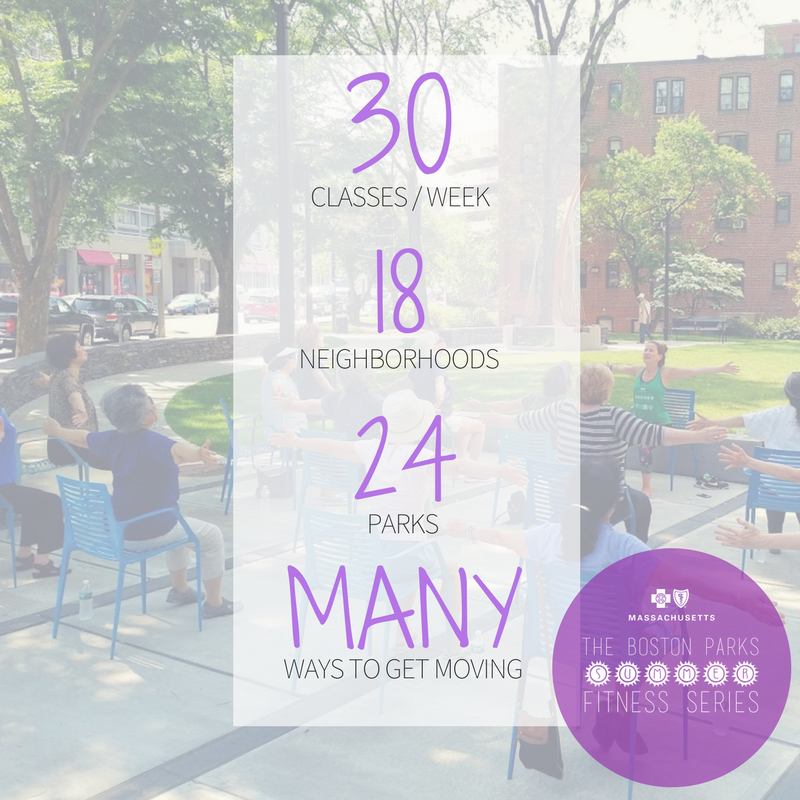 HealthyBoston's tweet photo. ☀️ 30 classes/week + 18 neighborhoods + 24 parks= MANY ways to get moving! Join us June-September for the 2018 Summer Fitness Series. Full class schedule: https://t.co/qpcDPJ7W30 #BostonMoves @BostonParksDept @BCBSMA https://t.co/kch5S9a6pq