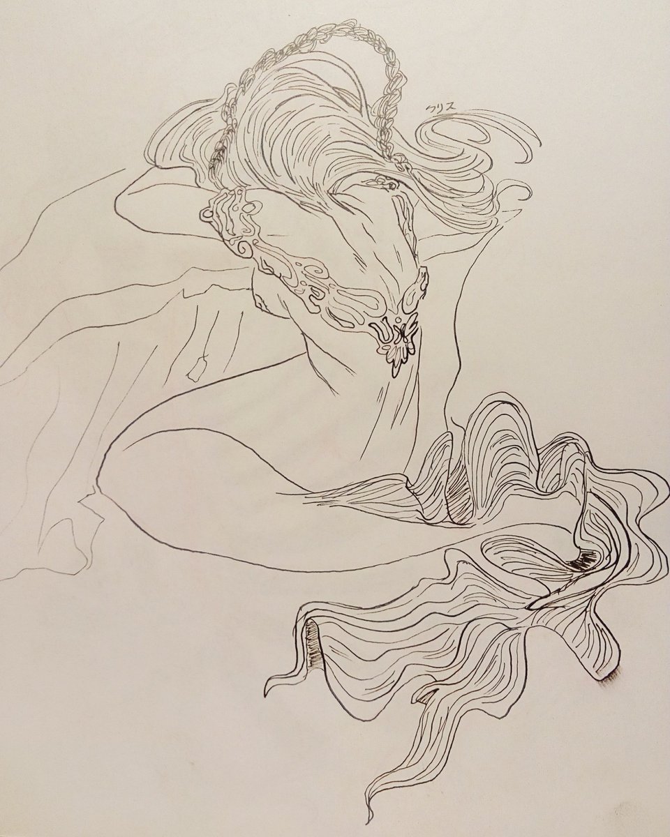 NerdvolKurisu's tweet photo. Day 8: Sad, a mermood.

 #art #artist #drawing #illustration #artwork #traditional #traditionalart #traditionalartist #myart #mywork #ink #inkdrawing #girl #girlsdrawing #mermay #mermay2018 #mermaid #sad #mood #drama #mermood #doodle #tattoo #tattoodesign #アート #インク #入れ墨 https://t.co/wPxAsBNNcg