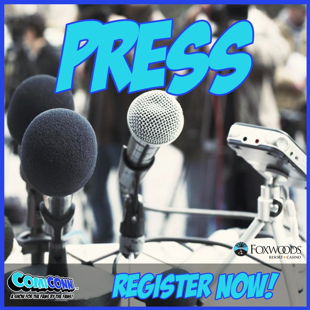 #ComiCONN2018!

Time is running out! If you are a #podcaster, #journalist, website content producer, or #broadcaster and you would like to cover #ComiCONN, complete your press application TODAY!

buff.ly/2FQVo8x

#AShowFansByTheFans #FoxwoodsResortCasino