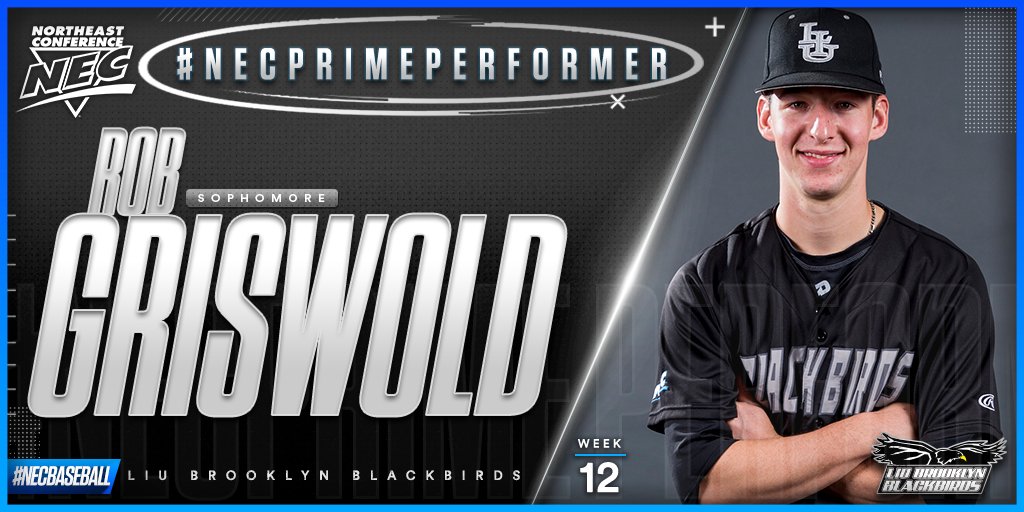 necbaseball's tweet photo. .@LIUAthletics' Rob Griswold recorded four shutout appearances out of the bullpen last week.
He allowed only three hits and struck out seven batters over 7.0 scoreless innings of work. #NECPrimePerformer https://t.co/eH4NUQIVvJ