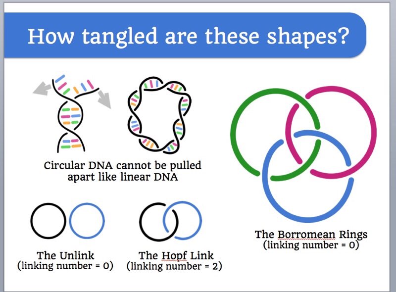My slide from #3MTsoton. As my brother said, “I like the Borromean rings. They’re like the Olympic Rings but with fewer values”