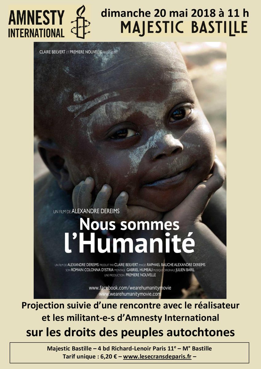 Projection du film 'Nous sommes l'Humanité' en présence du réalisateur, le 20 mai à 11h, au Majestic Bastille !