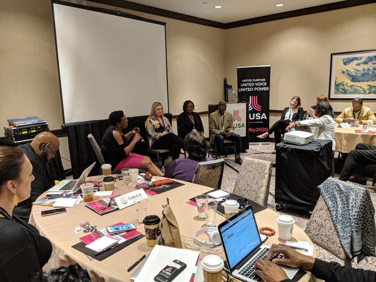 JustLeadersUSA's tweet photo. Scenes from the first #LwCAlumni Convening where #LwC2015, #LwC2016, &amp; #LwC2017 Alumni discuss their work in building the #halfby2030 movement. Thank you, @macfound, for the generous support that's helped make the Leading with Conviction program and this Convening possible. (1/2) https://t.co/3RtVonU79k