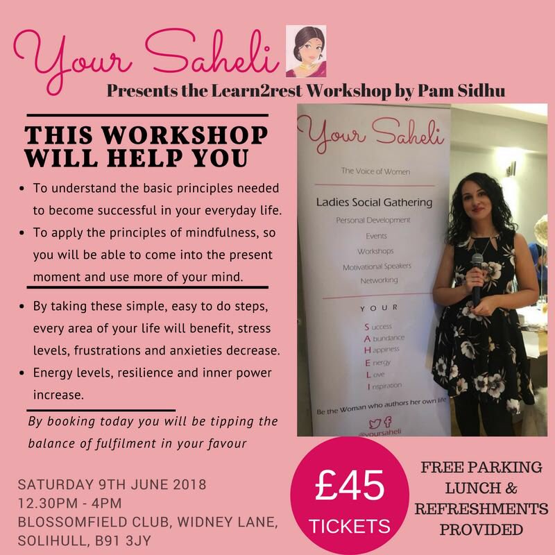 pam_sidhu's tweet photo. Looking forward to delivering this Learn 2 Rest workshop for Your Saheli
Its going to be a fabulous afternoon!
Get your tickets here: https://t.co/q8ZWyP35nX
#learn2rest #yoursaheli #solihull #transformational #mindfulness #thinkbig #masterthemindset #betheverybestversionofyou https://t.co/Q6I91RPMoS