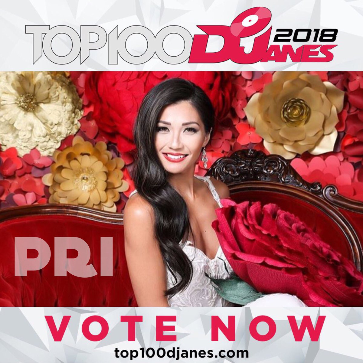 Top100Djanes's tweet photo. SHOW YOUR SUPPORT &amp; VOTE NOW for @motogpri at https://t.co/aDb55o2IDc by #djanemag! 
Wanna know more about #DJPri? Don't forget to check out her site: https://t.co/q41VRIuJ72 https://t.co/xCqV639qBP