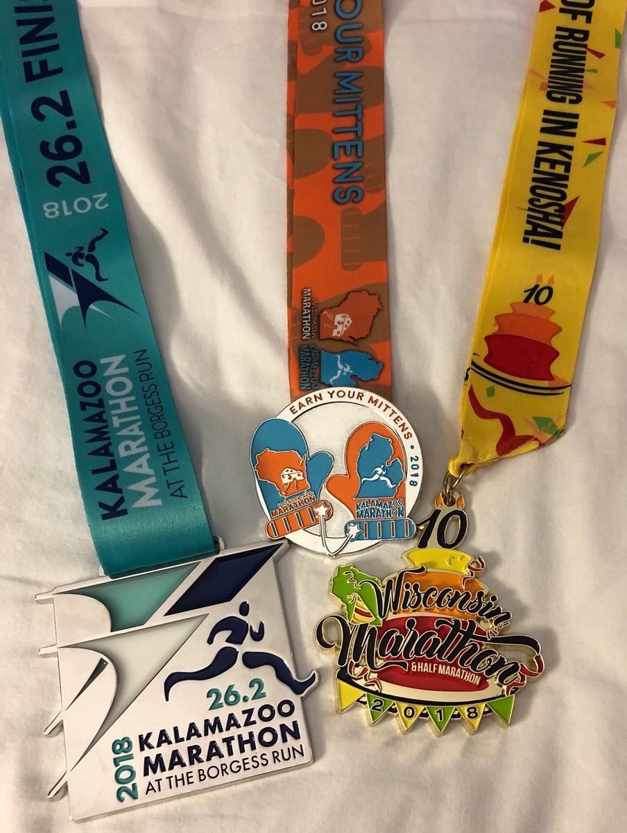 iluvryno's tweet photo. Fantastic weekend in the great Midwest!! #medalmonday #MittensChallenge #WisconsinMarathon #KalamazooMarathon https://t.co/46QyeieJqP