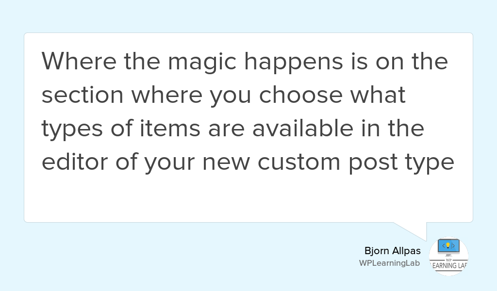 WPLearningLab's tweet photo. "To see your custom post type editor, you have to hover over the newly added menu item on the left on the..." https://t.co/4s1kmL068n #wp #wordpress #Tutorial #Wplearninglab https://t.co/V53SvoOu0F