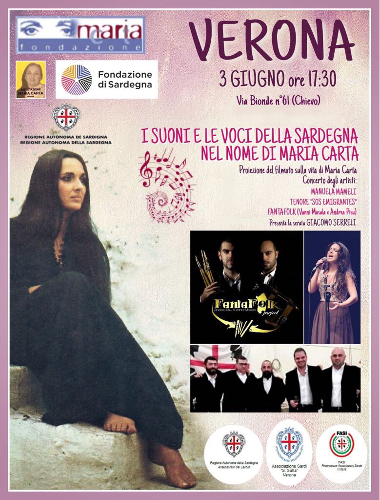 nardomarras's tweet photo. A Verona il 3 giugno suoni e le voci della Sardegna nel nome di Maria Carta https://t.co/GQHxnDAqiF