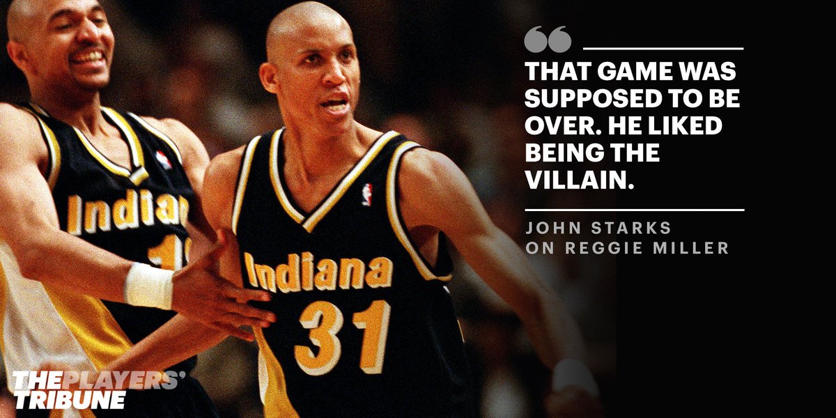 PlayersTribune's tweet photo. 8 points.

9 seconds.

23 years ago today, @ReggieMillerTNT tore out the hearts of Knicks fans everywhere with one of the most iconic #NBAPlayoff performances of all time. https://t.co/TNL3fsCqtN
