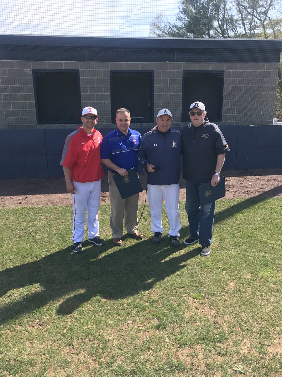 Andover Coach Joe Iarrabino and Tewksbury Athletic Director Ron Drouin and were presented with citations from State Senator Barbara L'italien for their longtime support and involvement with baseball in the state of Massachusetts. Congratulations to Ron and Joe!