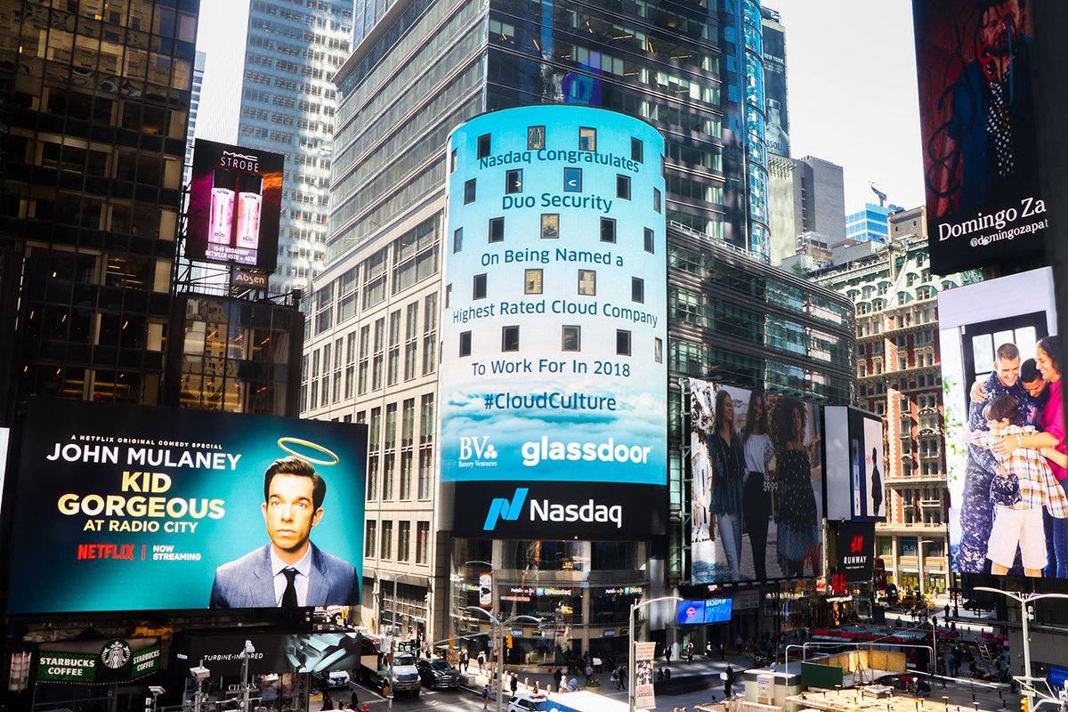 duosec's tweet image. We love seeing our name in lights, and we&apos;re proud to be one of @BatteryVentures &amp;amp; @Glassdoor&apos;s highest-rated cloud companies to work for: battery.com/powered/glassd… #CloudCulture #WeAreDuo