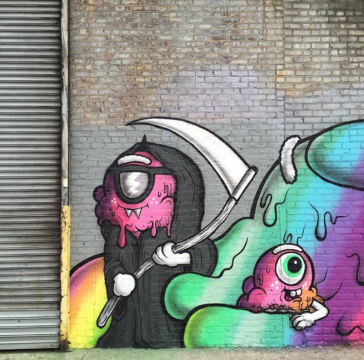 wyn317's tweet photo. SWEET new mural by Buff Monster in NYC! #buffmonster #greenpoint #nyc #mural #streetart #artist #muralist #art #wallart #streetarteverywhere #newyork #thelisaprojectnyc #urbanart #contemporaryart #publicart #thelisaproject #nycstreetart #monikerartfair #montanacans #brooklyn #bk https://t.co/ihv5UkpPY2