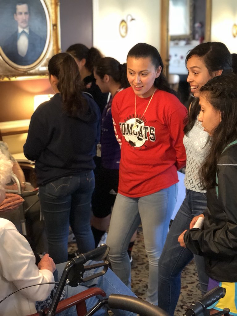 EAHSGirlsSoccer's tweet photo. The residents of sunnymere get really happy when they receive the visit of the soccer girls. We are really thankful for their smiles and their desire to spend time with us, talk and hear our songs (and we sang) THIS  is what we're really all about #TheBeautifulGame #tomcatforever https://t.co/87trl5QD16
