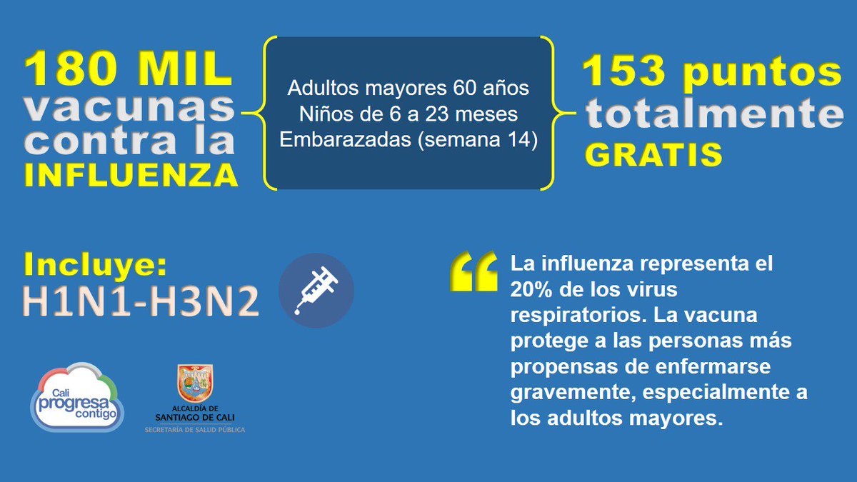 Empezamos a entregar las vacunas contra la #Influenza #H1N1 <a href="/alexduran76/">Alex  Duran  Peñafiel</a> <a href="/AlcaldiaDeCali/">Alcaldía de Cali</a>