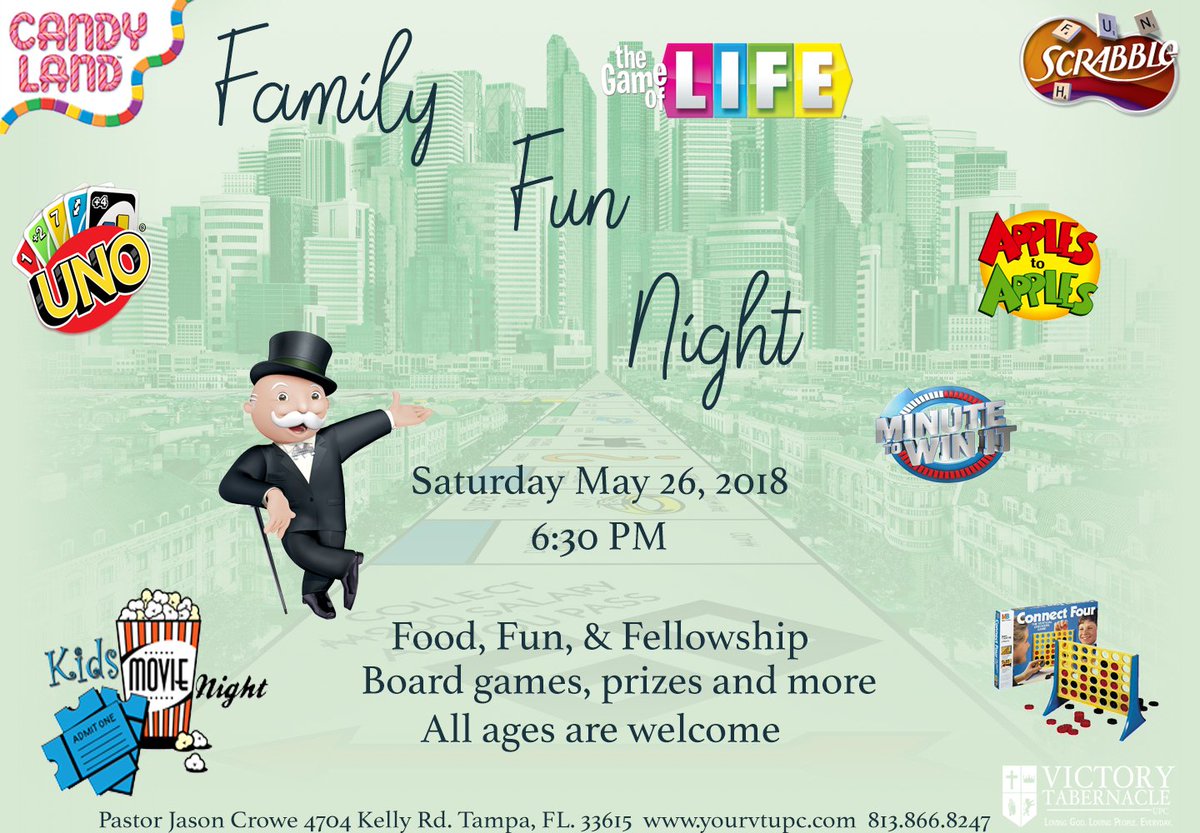 yourVT's tweet image. Family Fun Night! 
#boardgames #freefood #fun #fellowship #games #prizes