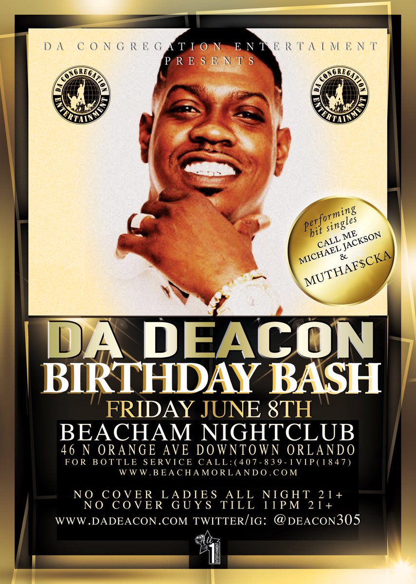 deacon305's tweet photo. Itโs gonna be Hottest Party Of the Year DaDeacon Birthday Bash Live At Beacham Nightclub !!
#Orlando FL #DaDeacon #DaCongregationEnt ๐ซ๐ฅ๐ https://t.co/9BhLdhs4Tx