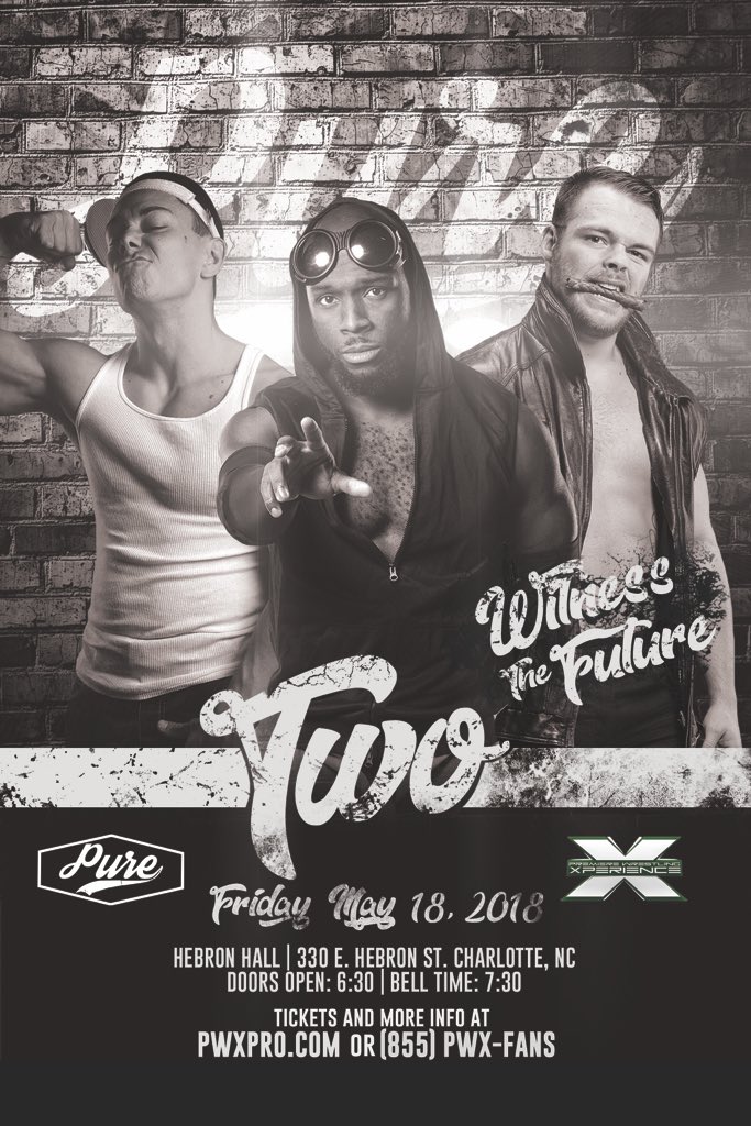 PWXwrestling's tweet photo. Wrestling in an extremely intimate environment every month @PWXPURE at @HebronHallCLT just like the studio shows of the past.

Join us 5/18 for Pure Two with the future of @PWXwrestling 
Tix: https://t.co/yshNIx1kTt

Only 3 rows of seats all super close to the action! https://t.co/gfe0TYaZKI