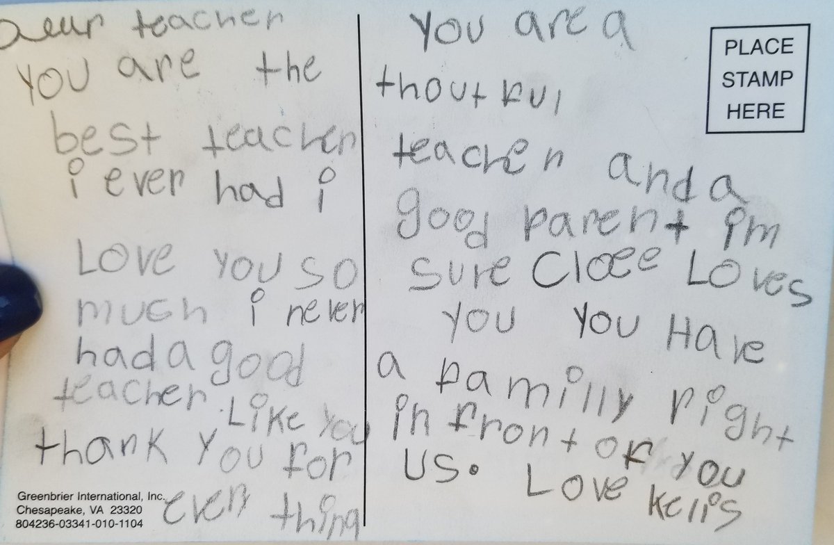 My 1st grade student touched my heart!
<a href="/TiltonSTEM/">Tilton Elementary</a> 
#ThankATeacher 
#TeacherAppreciationWeek