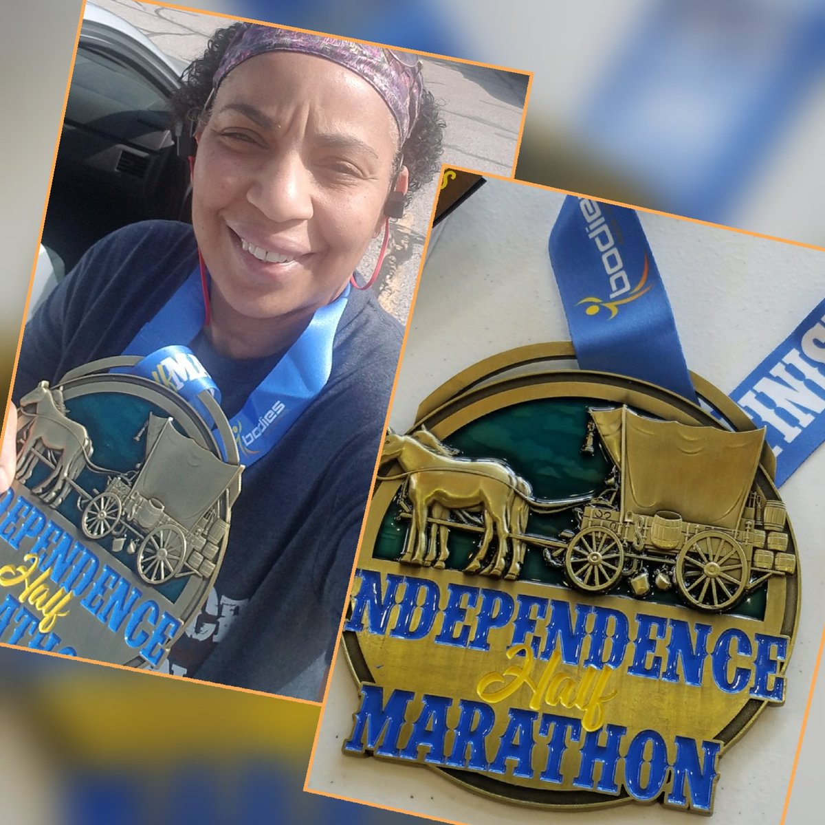 kwash3's tweet photo. Medal Monday! Conquered the hills and completed 13.1 miles.
#IndependenceHalfMarathon
#bigbling https://t.co/KXBjCjYtKv