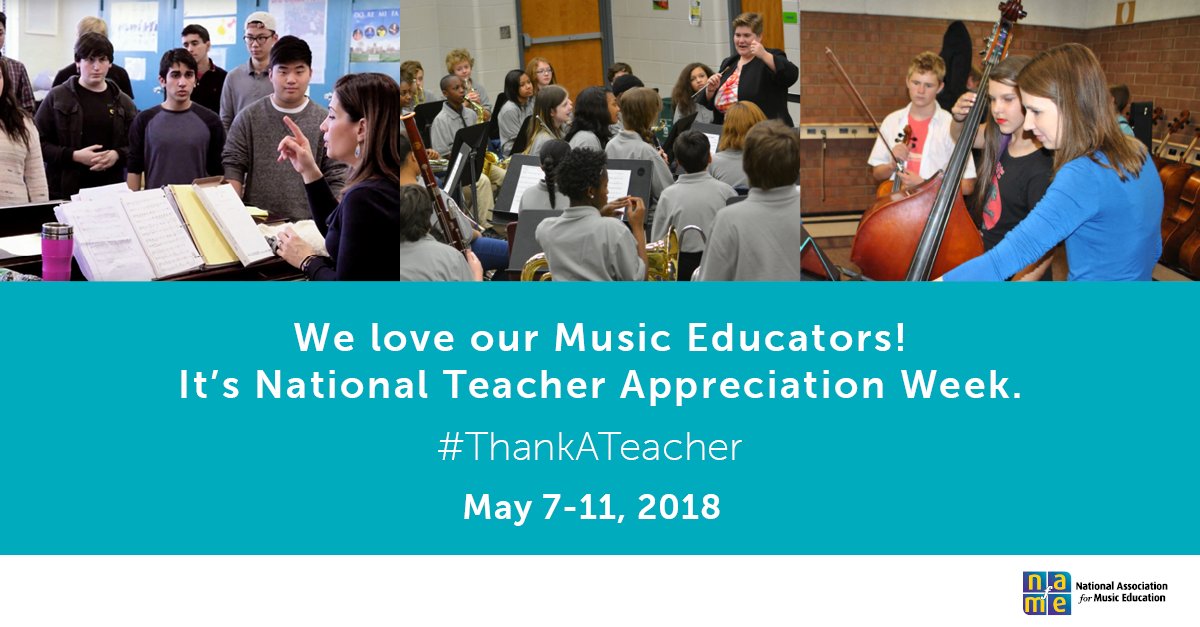 NAfME's tweet photo. It’s National #TeacherAppreciationWeek. Thank you to all the music educators and music teacher-educators for your dedication to your students! https://t.co/noGbWlWYcu #ThankATeacher https://t.co/9xO2euFr7c