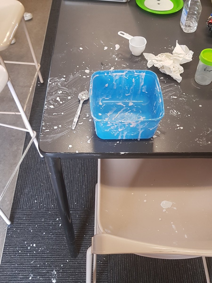 Fun science with students! They never tell you about the mess. #acuedu_p  #ooblek #aftermath