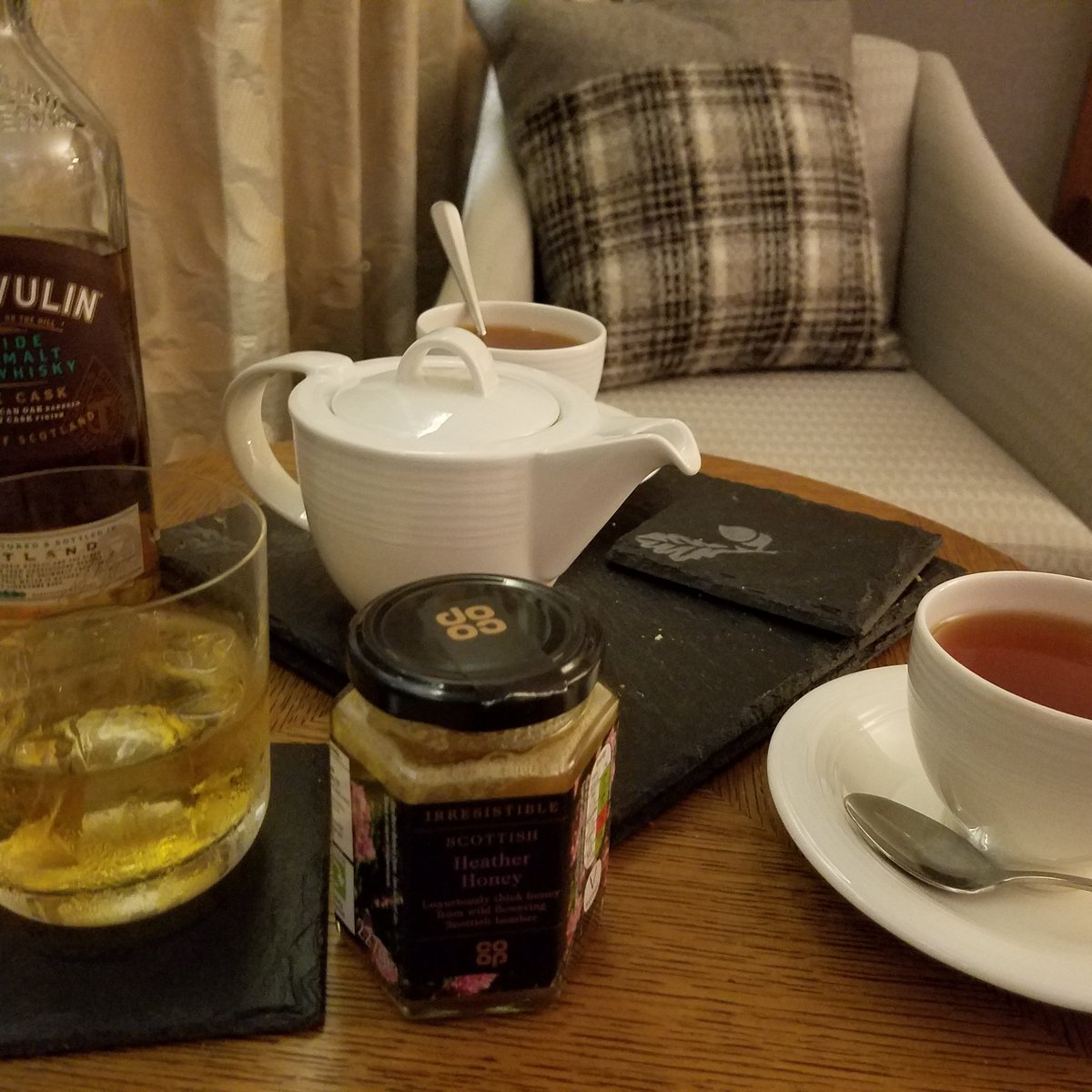 artncoding's tweet image. Scotch and tea in the Scottish Highlands
