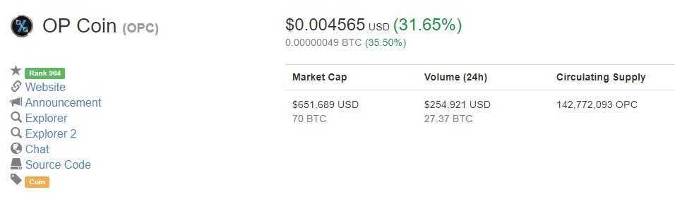IncomeSharks's tweet photo. Taking a risk on $OPC but it could have some serious gains (currently at 47 Sats). They are doing a coin burn on May 14th (60-75%), it's market cap is only at $650,000, and they announced they'll be doing masternodes. The coin is swapping to $OPCX and you get bonuses for staking https://t.co/T8oGRFve8c