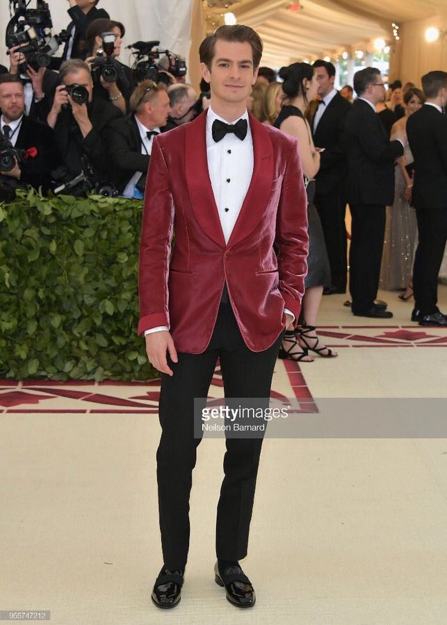 Andrew sporting red while attending the #MetGala