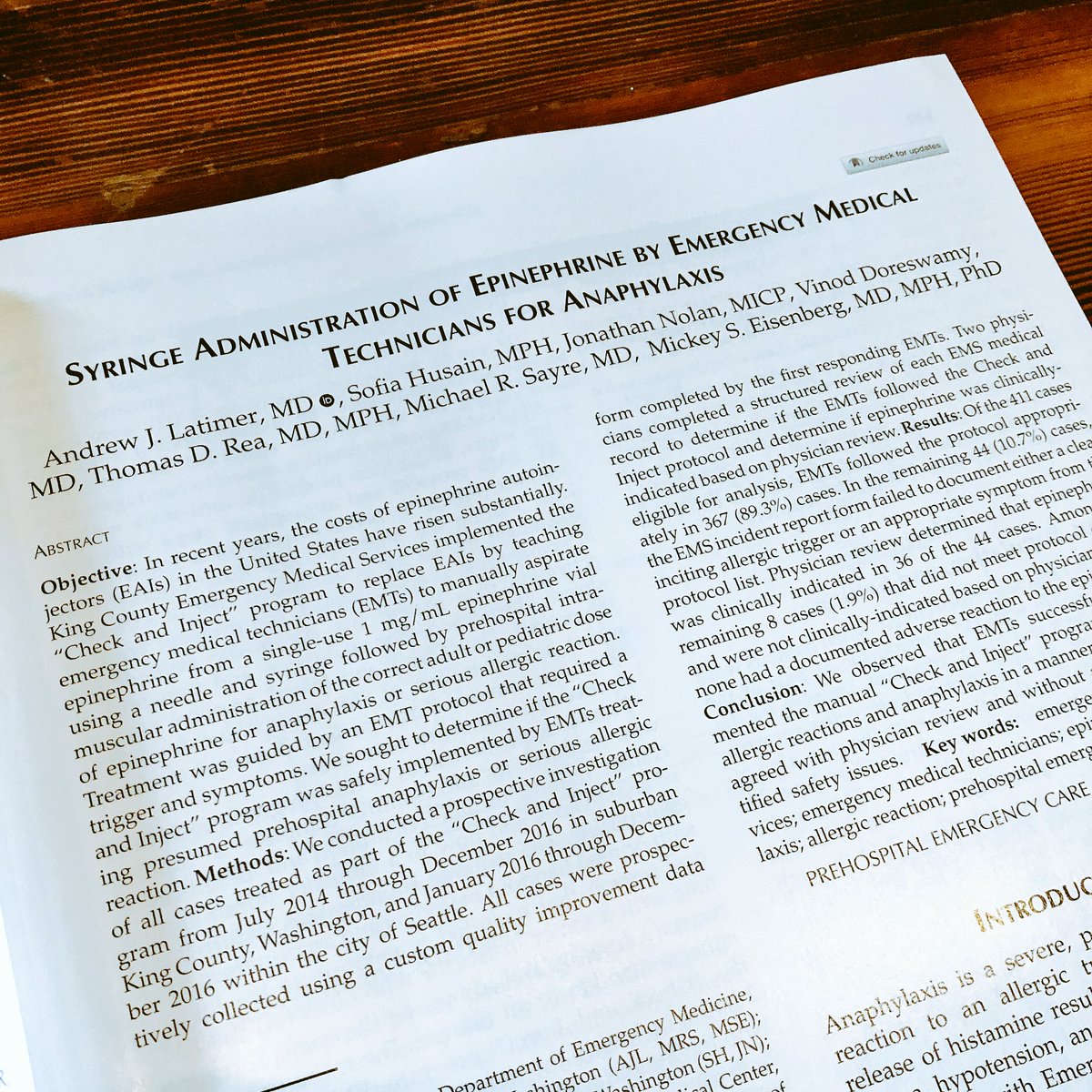 CatherineCounts's tweet photo. Finally getting to see @alatimer13 article on #CheckandInject in print.
Read my @EMS1 summary here: https://t.co/bf354sBtxT
#UWashEMS https://t.co/jlo1nGTetV