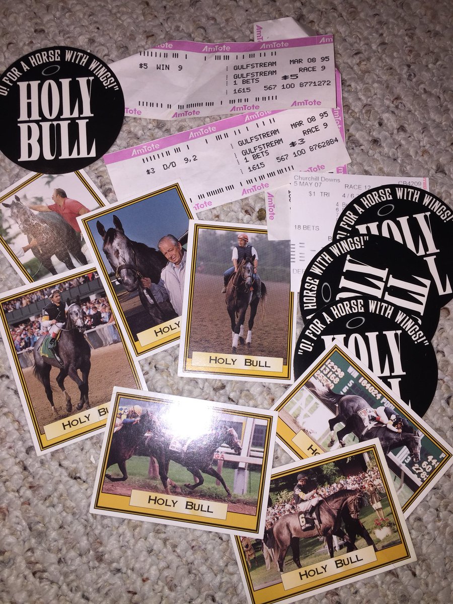 When you take out a vintage purse you haven’t carried in decades and find this!  Think i can still cash a ticket from 1995? 😂 🏇 #HolyBull #tradingcards